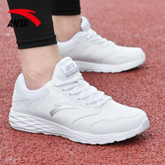 安踏（ANTA）男鞋2025秋冬季新款運動(dòng)鞋輕便減震軟底防滑防水跑步鞋 安踏白/銀色(皮面防水)-10 41