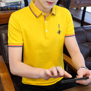 帝歐萊夫夏天POLO男生純棉t恤翻領(lǐng)短袖男士夏季休閑半袖衣服男裝短袖T恤男 1961黃色 3XL (165-180斤)