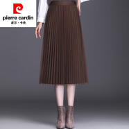 皮爾卡丹（pierre cardin）毛呢網(wǎng)紗半身裙女秋冬2025新款高腰中長款兩面穿亮絲字百褶長裙針 咖色(3385 裙長70) 均碼 合適80-150斤