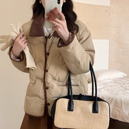 妍莉芬（yanlifen）小香風(fēng)羽絨棉服女裝2025冬季短外套女2025年新復古棉衣羽棉襖絨服 卡其色 XL