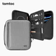 tomtoc iPad Pro收納包11/12.9英寸平板電腦2024配件iPad包配件收納鍵盤鍵盤Air6 13英寸B06 淺灰色|12.9~13英寸 大容量收納 抗摔防潑水