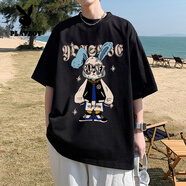 花花公子（PLAYBOY）純棉短袖t恤男孩夏季12-15歲初高中學(xué)生13半袖14青少年大童上衣服 WT219黑色  XXL(140-160斤左右)
