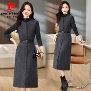 皮爾卡丹（pierre cardin）感毛呢背心連衣裙打底衫兩件套女2025新款秋冬氣質洋氣套裝裙 灰 S