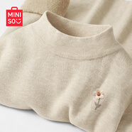 名創(chuàng)優(yōu)品（MINISO）一體絨毛衣女秋冬季2024年新款女士半高領(lǐng)打底衫保暖休閑針織上衣 燕麥(02花語口袋胸標(biāo)) XL (體重120-135斤)