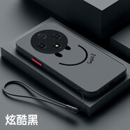 馳丹卡oppoA3pro手機殼新款全包鏡頭A3Pro防摔磨砂硅膠男女膚感oppoA3Pro創(chuàng  )意個(gè)性散熱超薄保護套 親膚手感-紳士黑【M02微笑】+全屏膜+手繩 OPPO A3 Pro