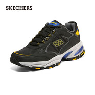斯凱奇（Skechers）休閑運動鞋男復(fù)古潮流厚底增高緩震老爹鞋237145 黑色/黃色/BKYL 40