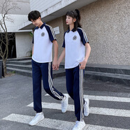 哈萌鹿初中高中生班服校服2025夏季初情侶裝短袖恤學院風畢業(yè)運動會套 白色上衣-畢業(yè)班服校服中學生 2XL