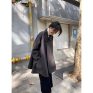 杜賓爵女簡約范雙面羊絨大衣春季新款小翻領(lǐng)減齡大A裙擺 灰色 S