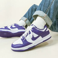 耐克（NIKE）DUNK LOW男子低幫運動(dòng)休閑滑板鞋 白紫DD1391-104 44