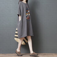 BMOI2025新款時(shí)尚女裝中長(cháng)款上衣夏體恤休閑連衣裙寬松