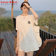 LOVER RUCCI短袖女中長(zhǎng)款遮臀t恤夏季圓領(lǐng)白色純棉體恤寬松大版下體失蹤上衣 白色(WY款) M