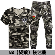 福狼 夏季迷彩服男套裝 短袖迷彩服男夏裝戶外工作服 軍訓(xùn)服t恤保安服 82(戰(zhàn)狼)灰迷彩套裝 3XL(150斤左右)