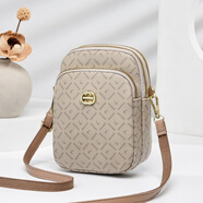 酷奇袋鼠多層手機包女2025新款春季迷你輕便小包包時(shí)尚豎款百搭單肩斜挎包 卡其小勾