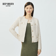 深呼吸DEEP BREATH女裝復(fù)古蔥紗小香風(fēng)針織開衫女A400677 白 M (3碼)