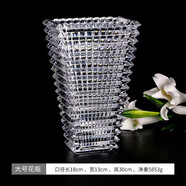 弗萊文茨美鷹系列加厚加重水晶玻璃花瓶北歐擺件輕奢家用插花瓶富貴竹花瓶 方形大號