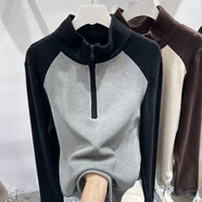 Lauaird300斤大碼女裝德絨打底衫內(nèi)搭秋冬立領(lǐng)百搭長袖T恤胖mm保暖上衣潮 灰色 2XL 建議150-180斤
