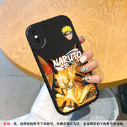 美齡美麗適用蘋果X手機殼火影忍者iPhoneXsmax全包XR軟硅膠8plus個性動漫鳴人防摔i7皮質SE3防摔保護套6s男 黑色-鳴人與九尾九喇嘛M iPhone X