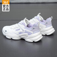 361°女鞋運動(dòng)鞋女春季跑步鞋子女皮面戶(hù)外休閑小白鞋防潑水學(xué)生跑鞋 羽毛白/淡霧紫灰 （皮面保暖） 37