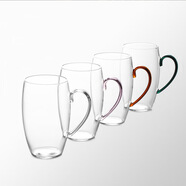 尚明正品尚明玻璃綠茶杯帶把水杯子家用待客辦公室直筒泡茶杯茶具套裝 LC-008【4只裝】360ml