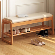 全品屋實(shí)木換鞋凳入戶(hù)門(mén)穿鞋凳子門(mén)口鞋柜坐凳一體軟包進(jìn)門(mén)長(cháng)條凳小鞋架 【軟包坐墊】櫻桃木色-長(cháng)120CM 多功能玄關(guān)坐凳