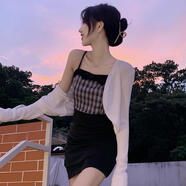 純欲風(fēng)甜辣妹吊帶連衣裙女裝春秋季2022新款小個(gè)子氣質(zhì)修身短裙子SN0010 套裝 S