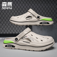 森馬洞洞鞋男款夏季外穿開(kāi)車防滑防臭包頭拖鞋踩屎感運(yùn)動(dòng)厚底沙灘涼鞋 灰色 36 -37