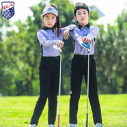 ZG-6高爾夫男女童裝球服親子裝兒童golf長(cháng)袖紫色上衣黑色長(cháng)褲子 男童上衣+長(cháng)褲 160
