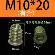 鋅合金內(nèi)外牙螺母家具預(yù)埋內(nèi)六角內(nèi)嵌自攻螺母帶墊帶介木螺帽M6M8 M10*20(有介) 100個裝