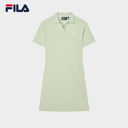 FILA 斐樂官方女子針織連衣裙時(shí)尚修身POLO領(lǐng)短袖裙子 淺菁綠-LG 3XL (185) 100A
