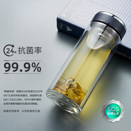 希諾（heenoor） 高檔抗菌杯 雙層玻璃杯女士花茶杯帶過(guò)濾網(wǎng)清新學(xué)生男便攜水杯子 340毫升【XN-1953】藏藍