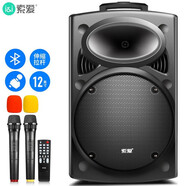 索愛(ài) 15吋戶(hù)外藍牙音箱廣場(chǎng)舞拉桿式音響便捷帶話(huà)筒手提大音量低音炮喊話(huà)擴音器地攤擺攤喇叭 12吋雙話(huà)筒音箱【T19】