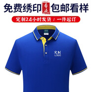 鴻隆印 工作服定制t恤印logo企業(yè)文化廣告衫定做廠(chǎng)服刺繡polo 寶藍 S