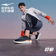 鴻星爾克（ERKE）【SHARK系列 裂痕】運(yùn)動鞋男奇彈碳板科技舒適輕便透氣運(yùn)動減震鞋 正黑/熒光賽車橙 39