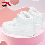 安踏（ANTA）女鞋板鞋冬季季新款女子運動(dòng)鞋高幫休閑鞋女 象牙白/淡灰-16 39