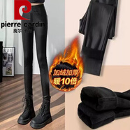 皮爾卡丹（pierre cardin）皮褲女加厚褲加絨啞光皮褲加絨加厚高彈力小腳褲 28碼【90-105】