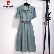 GIOIO牛仔連衣裙2025年新品女夏季長(zhǎng)裙子連身裙氣質(zhì)法式高端顯瘦襯衫裙 淺藍(lán)色 XL