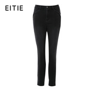 愛(ài)特愛(ài)（EITIE）黑色牛仔褲女秋冬新款高腰顯瘦小腳褲彈力鉛筆褲子7605302 極簡(jiǎn)黑20 XL 170