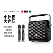 貝德音響廣場舞音響家用K歌無線藍(lán)牙手提便攜式戶外演出移動室外商演小型音箱 黑色6吋 雙話筒 