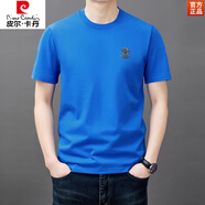 皮爾卡丹（pierre cardin）圓領(lǐng)短袖t恤男純棉重磅夏季薄款中年半袖體恤純色涼感體恤上衣服 藍(lán)色ZMN216 L 170L(120斤-140斤)