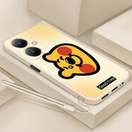 馳漢牌適用vivoy55t手機殼V2279A潮男女vlvoy55t歐美卡通情侶保護套防摔全包新款中國風(fēng)龍年軟殼 古董白-黃色可愛(ài)小熊+液態(tài)硅膠手繩 vivo Y55t