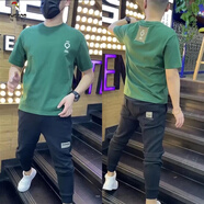 啄木鳥(niǎo)（TUCANO）韓版簡(jiǎn)約短袖t恤男2023夏季新款青年潮流修身棉質(zhì)半袖打底衫 墨綠色 2XL(建議150-165斤)