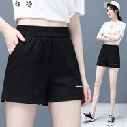 休閑顯瘦時(shí)尚短褲女外穿短褲女新款夏季薄款寬松高腰顯瘦女褲夏天寬松運(yùn)動(dòng)短褲女 黑色  XL 建議105-120斤