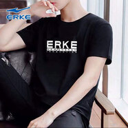鴻星爾克（ERKE）短袖t恤男品牌旗艦夏季2025新款速干透氣短T半袖polo衫男裝R 1229正黑 （78%棉22%聚酯纖維） L