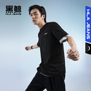 黑鯨（HLAJEANS）海瀾之家旗下印花短袖T恤男夏季多色圓領(lǐng)套頭打底衫男t恤男 黑色B9 190/104A