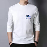 XQBKUW 春秋莫代爾男士長(cháng)袖t恤打底衫潮流體恤衛衣秋裝學(xué)生上衣服棉 地球白（小圖） M碼