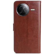 阿峻科科紅米k80pro手機殼24122RKC7C翻蓋式皮套Redmi K80Pro保護套八十全包防摔防爆軟邊錢包插卡磁扣手繩 棕色@皮套+全屏鋼化膜+掛繩 紅米K80Pro