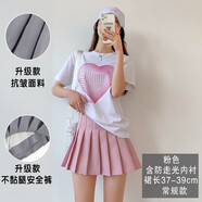 汐鯨學(xué)院風(fēng)百褶裙女短裙春夏新款高腰木耳邊百搭顯瘦a字仙女裙子潮 粉色 S