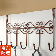 益馨榮 鐵藝門(mén)后掛鉤無(wú)痕衣帽架強力衣架掛衣鉤衣服壁掛衣掛架家居家裝 古銅色（五勾）
