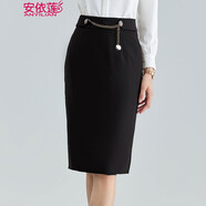 安依蓮高腰職業(yè)裝黑色半身裙女春夏新款鉛筆西裝裙修身包臀裙開(kāi)叉一步裙 20287黑色短裙 S