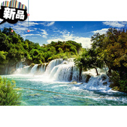 黃果樹(shù)瀑布墻貼山水畫(huà)海報流水生財自然風(fēng)景家居客廳中堂現代裝飾 明黃色 18 150*225厘米(超大/可做背景墻)  單幅 貼